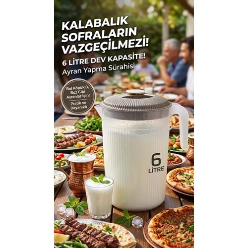 AMARE AMR230 PLASTİK SÜRAHİ YAYIK 6LT*24