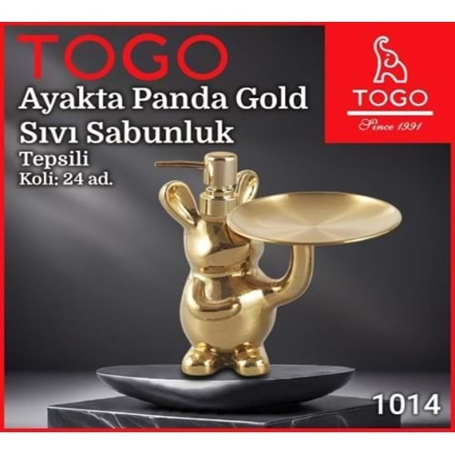 1014 TOGO-LA 21-E TEPSİLİ GOLD AYAKTA PANDA SIVI SABUNLUK *24