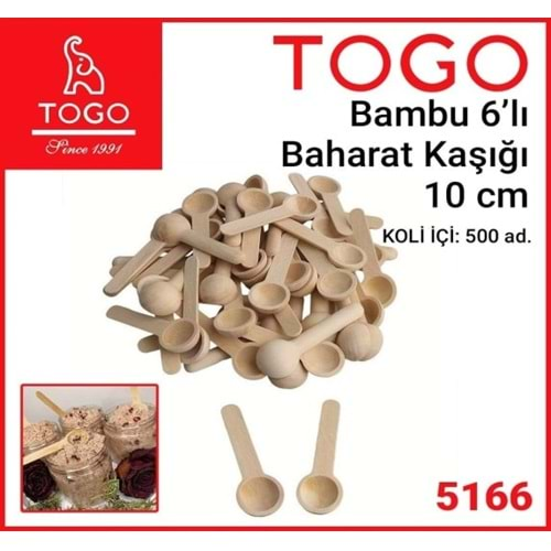 5166 TOGO-İTH 6'LI BAMBU BAHARAT KAŞIĞI 10CM (500)