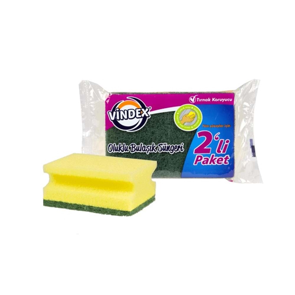 1011104 VİNDEX KLS YEŞİL SÜNGER OLUKLU 2Lİ*24