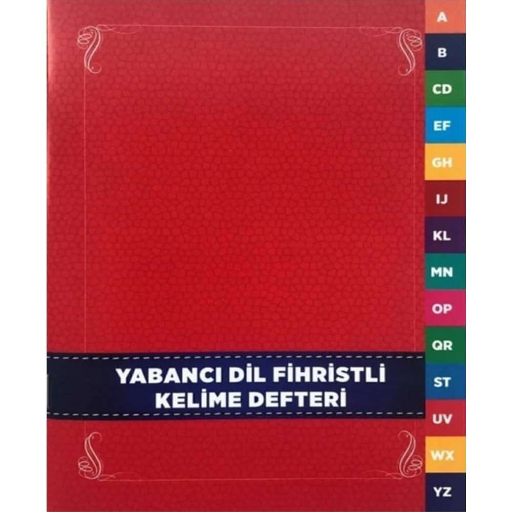 YABANCI DİL KELİME FİHRİSTİ DEFTERİ K.KPK.