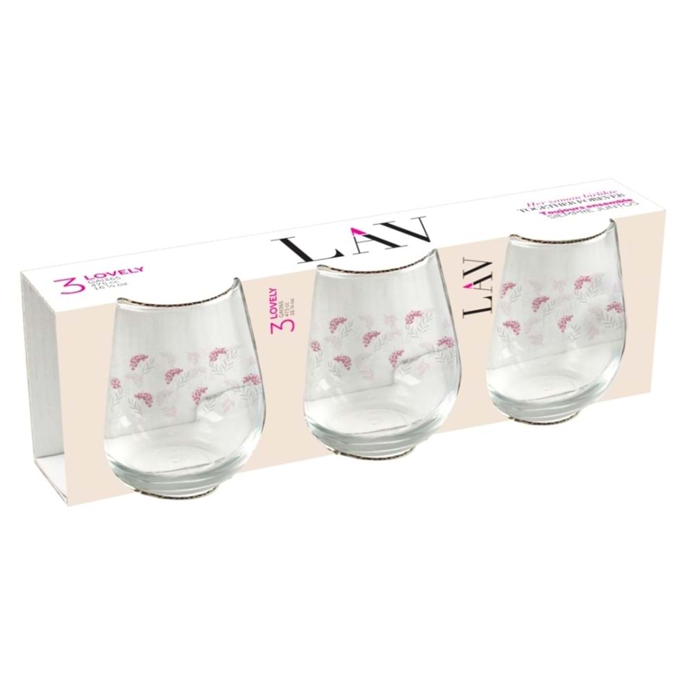 LAV GAI365 SB5027AD LOVELY İÇECEK BARDAK DESENLİ 3LÜ*16
