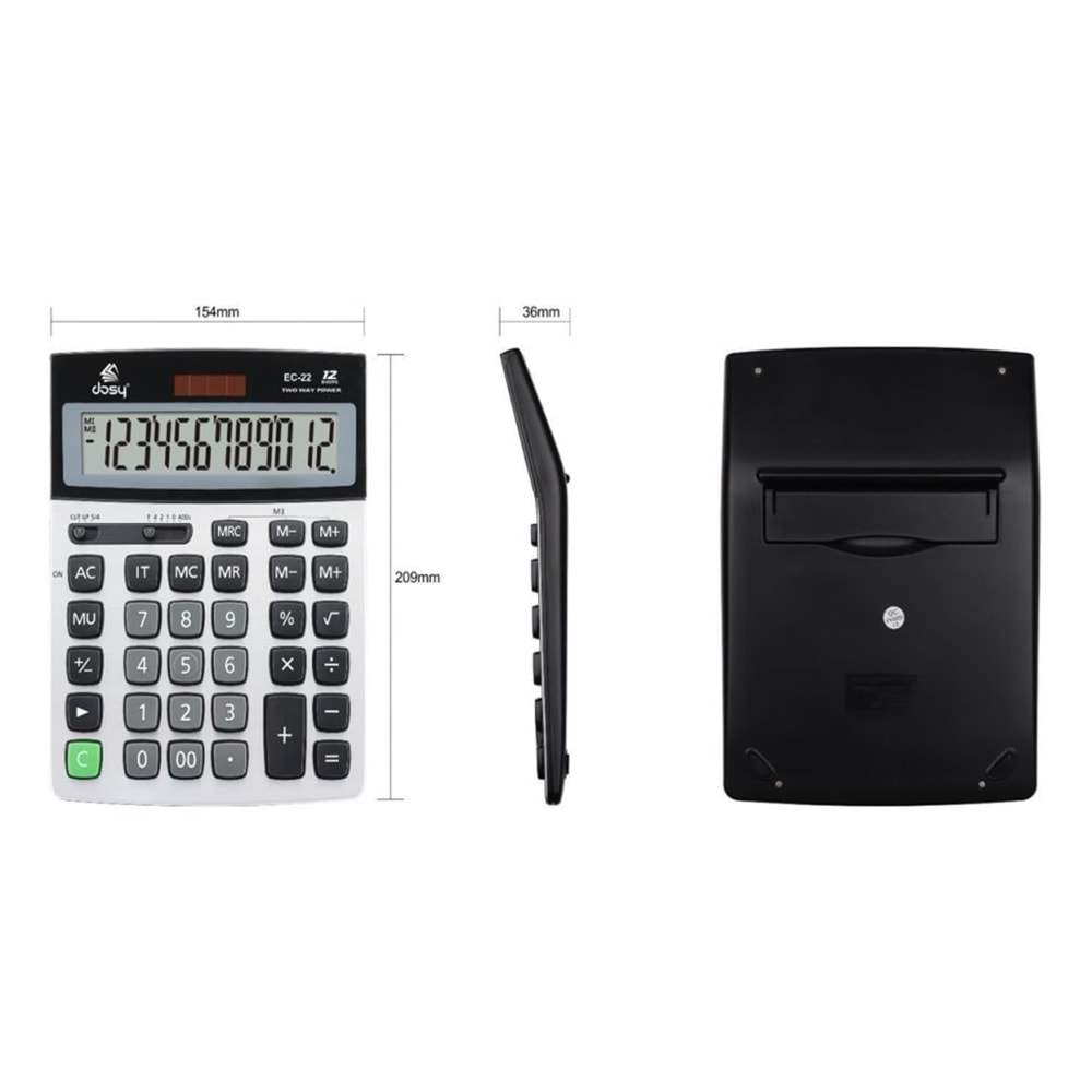 DOSY EC22 BÜYÜK BOY HESAP MAKINESI 12 HANE