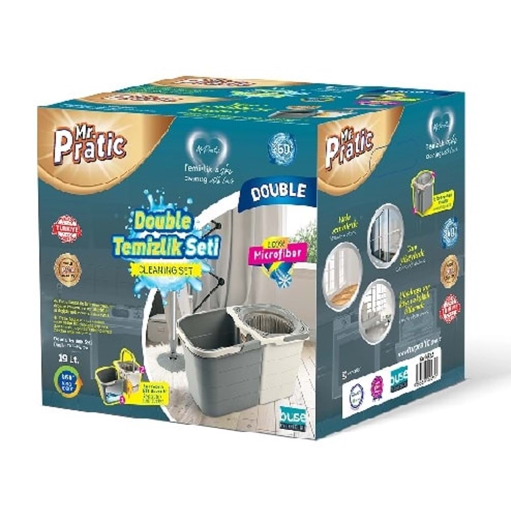 Temizlik Seti | Mr. Pratic Double Temizlik Seti – 2 Hazneli Pedallı Mop