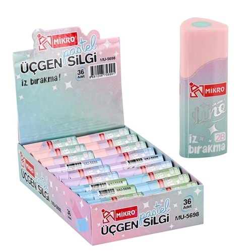 MİKRO ER-5698 PASTEL ÜÇGEN SİLGİ 36 LI*36