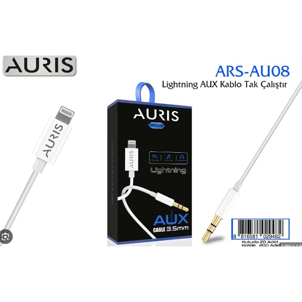 AURİS ARS-AU08 IPONE AUX KABLO 3.5 MM *20