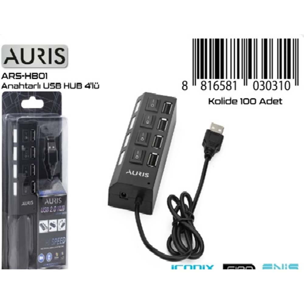 HB01 AURIS HUB 4USB ANAHTARLI
