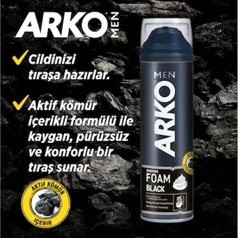 ARKO TRAŞ KÖPÜK 200 ML BLACK *6*24