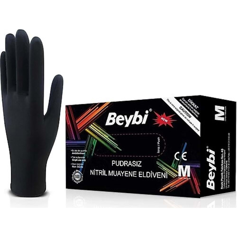 BEYBİ MUAYENE ELDİVENİ SİYAH LARGE 100 LÜ*20