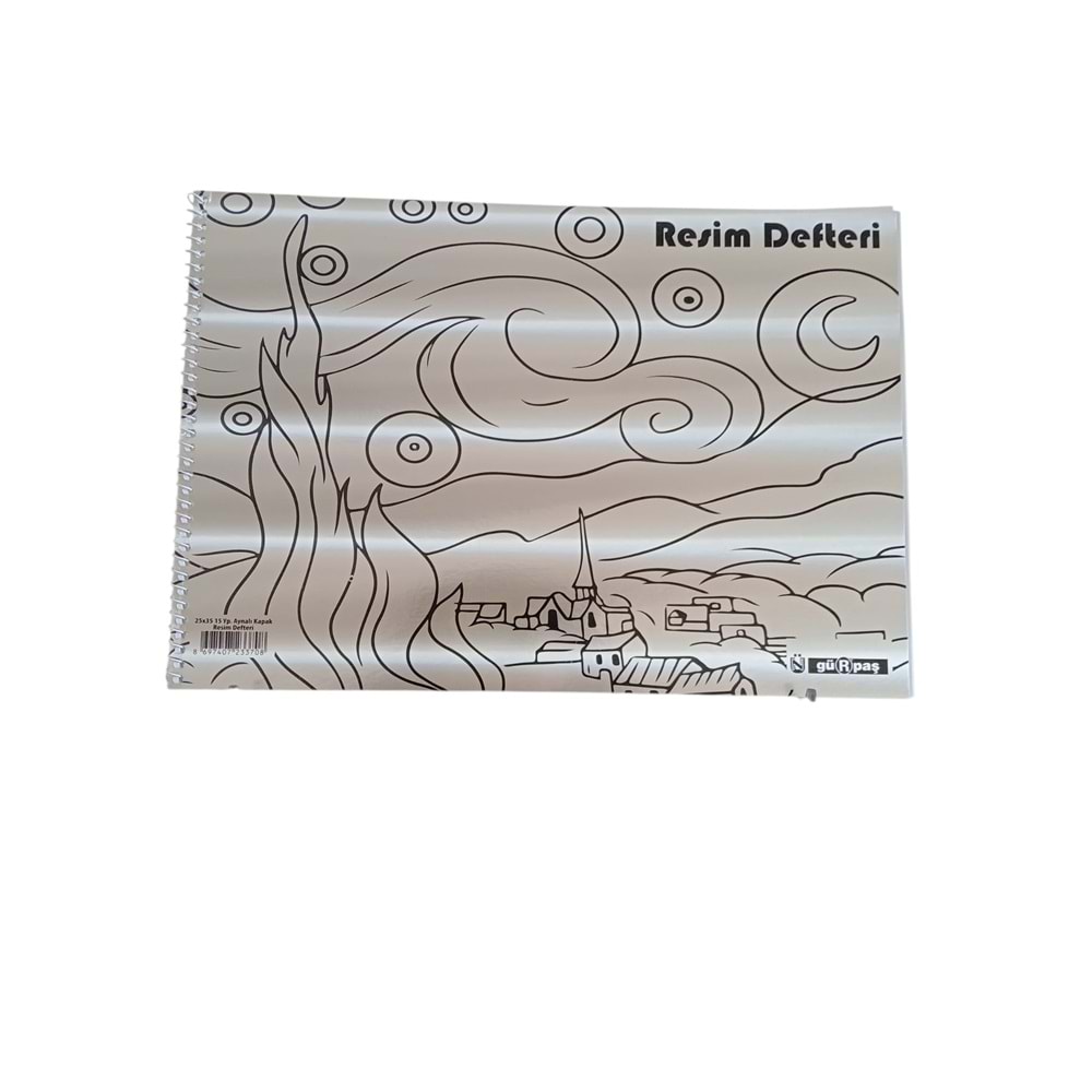 GÜRPAŞ 370 LÜKS AYNALI SPİRALLİ RESİM DEFTERİ 25X35 15 YP KARTON