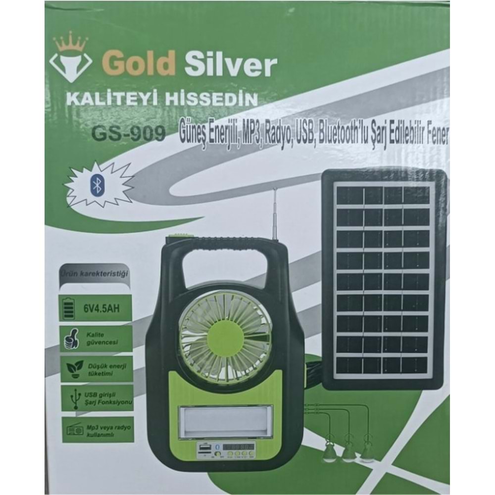 GS909 GOLD SILVER GÜNEŞ ENERJİ EV IŞIK SİSTEMİ*12