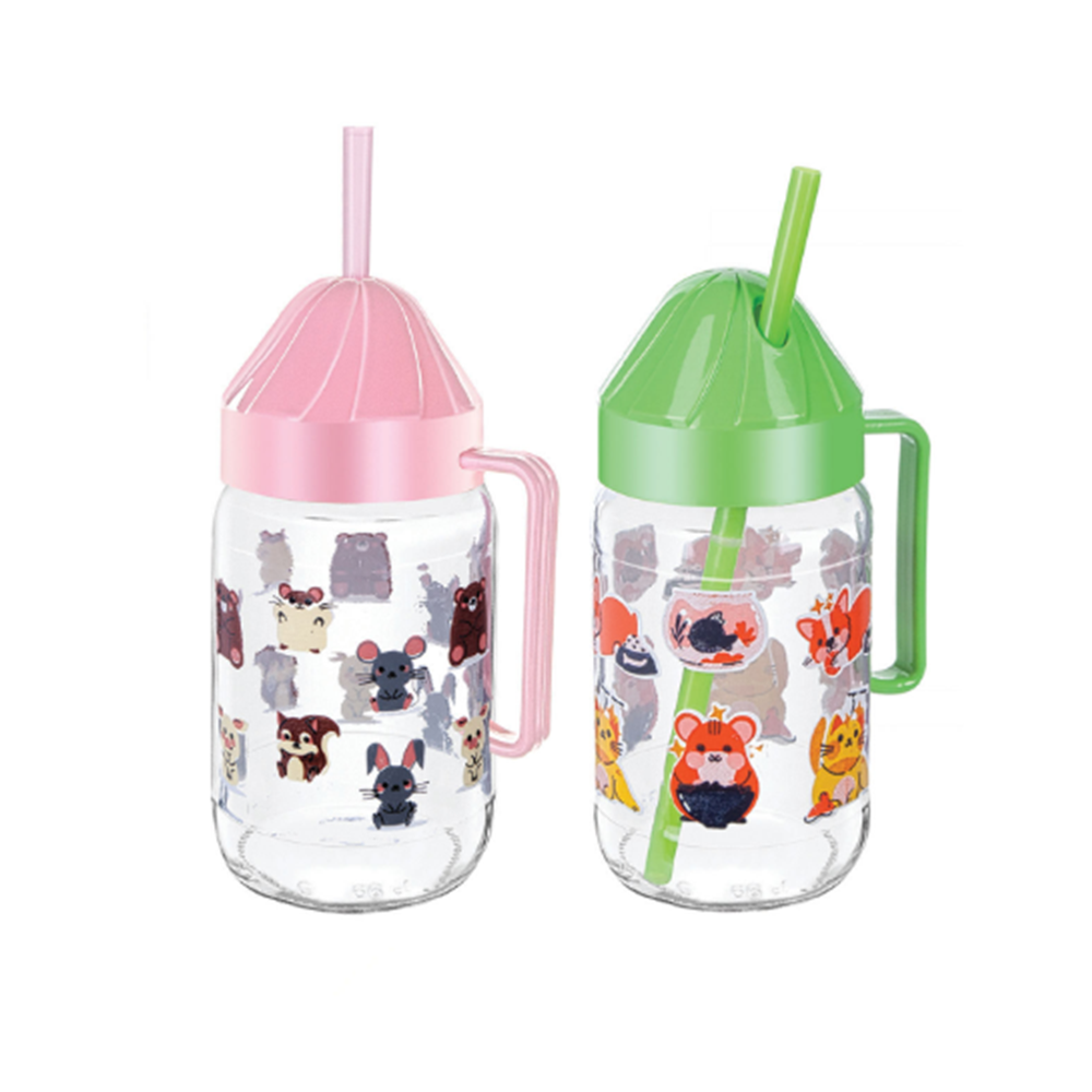 SARİNA S751 RENKLİ KULPLU PİPETLİ BARDAK 360CC *24