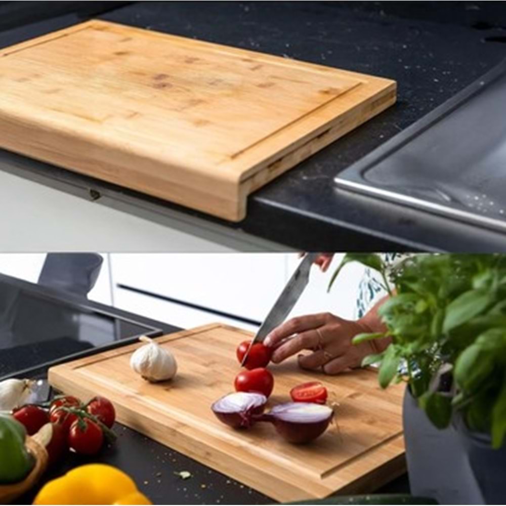 CEBE HOME CE6087 BAMBU TEZGAH ÜSTÜ KESİM TAHTASI 46x53 CM *6