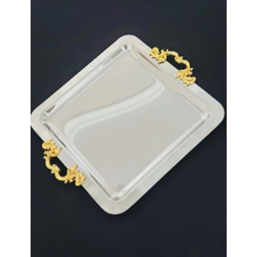 MANOR HOME MNR-TPSE188 GÜLLÜ KULP KARE TEPSİ GÜMÜŞ