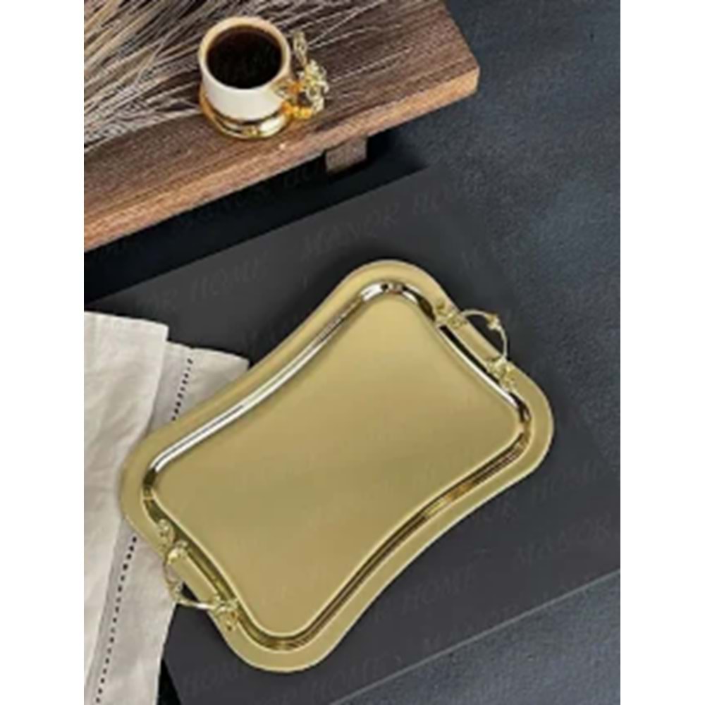 MANOR HOME MNR-TPSE511 İNCE İTALYAN LİNA KULP GOLD SUNUM TEPSİ