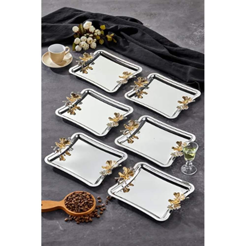 MANOR HOME MNR-TBKLB03 İTALYAN BEYAZ KELEBEK KULP KROM TEPSİ