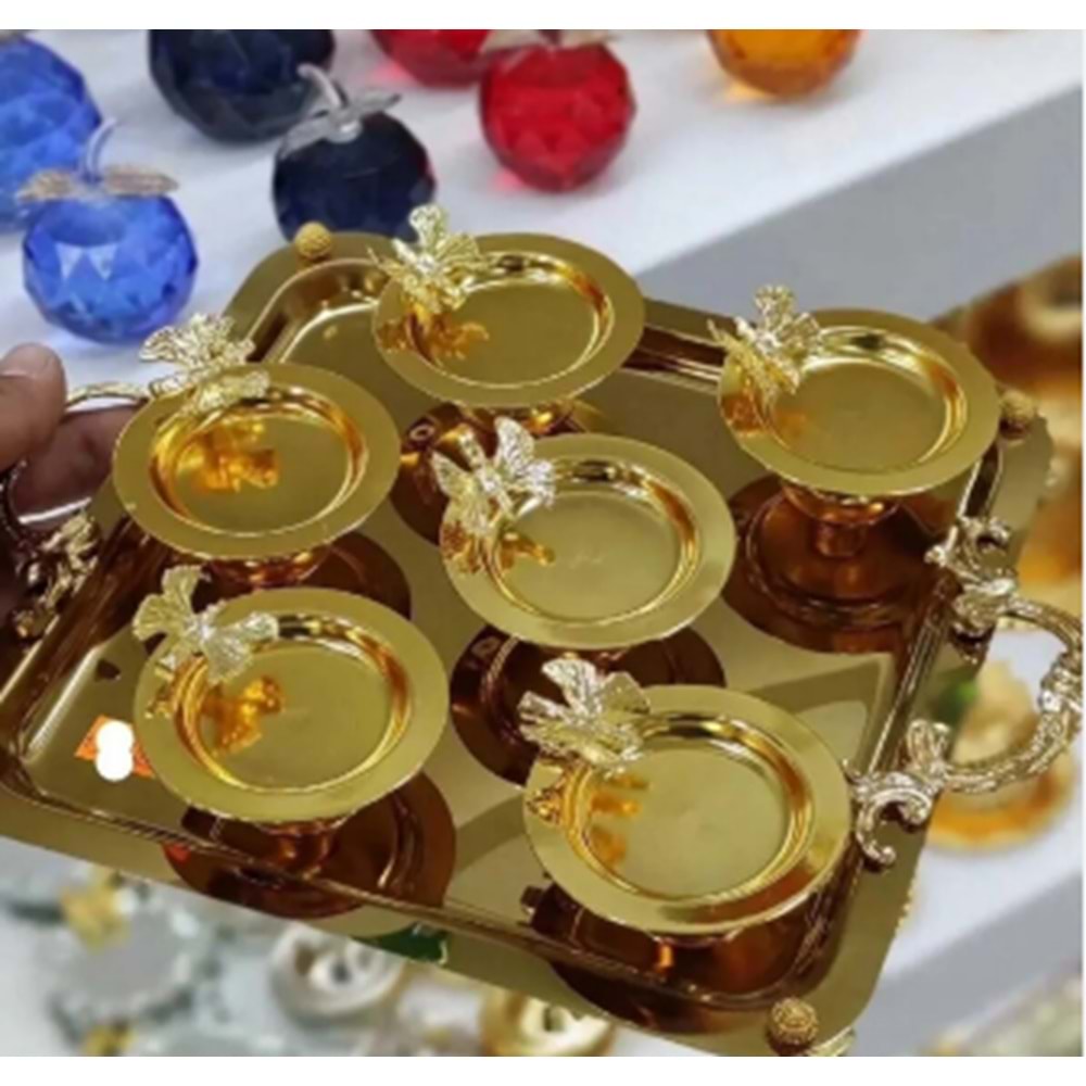 MANOR HOME MNR-OKK4085 KELEBEKLİ AYAKLI LOKUMLUK GOLD