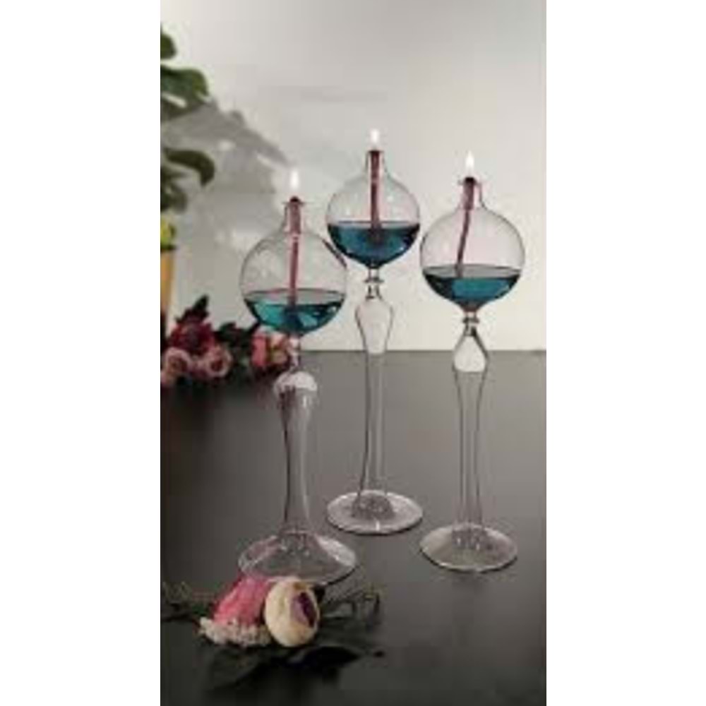 MANOR HOME MNR-KNDL04 3 LÜ AYAKLI CAM KANDİL DAMLA