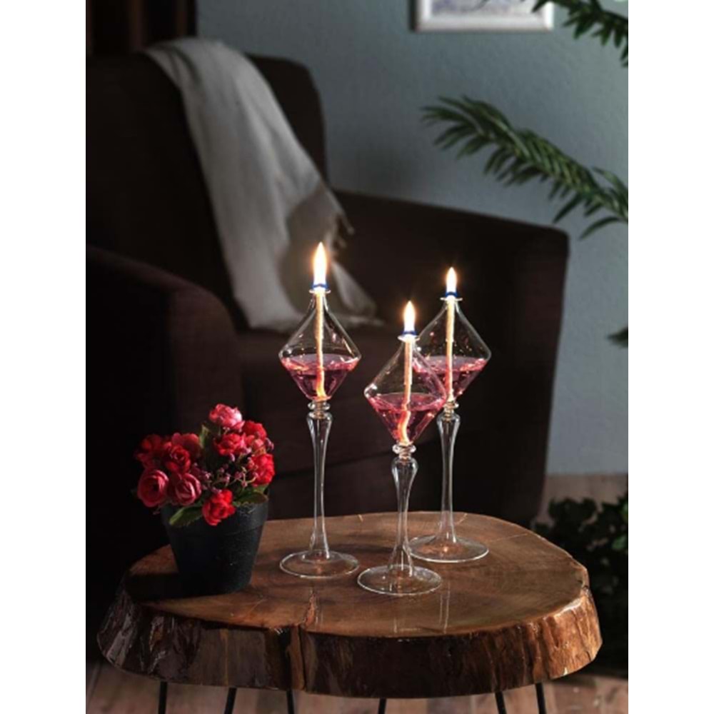 MANOR HOME MNR-KNDL26 3 LÜ AYAKLI CAM KANDİL SİLİNDİR