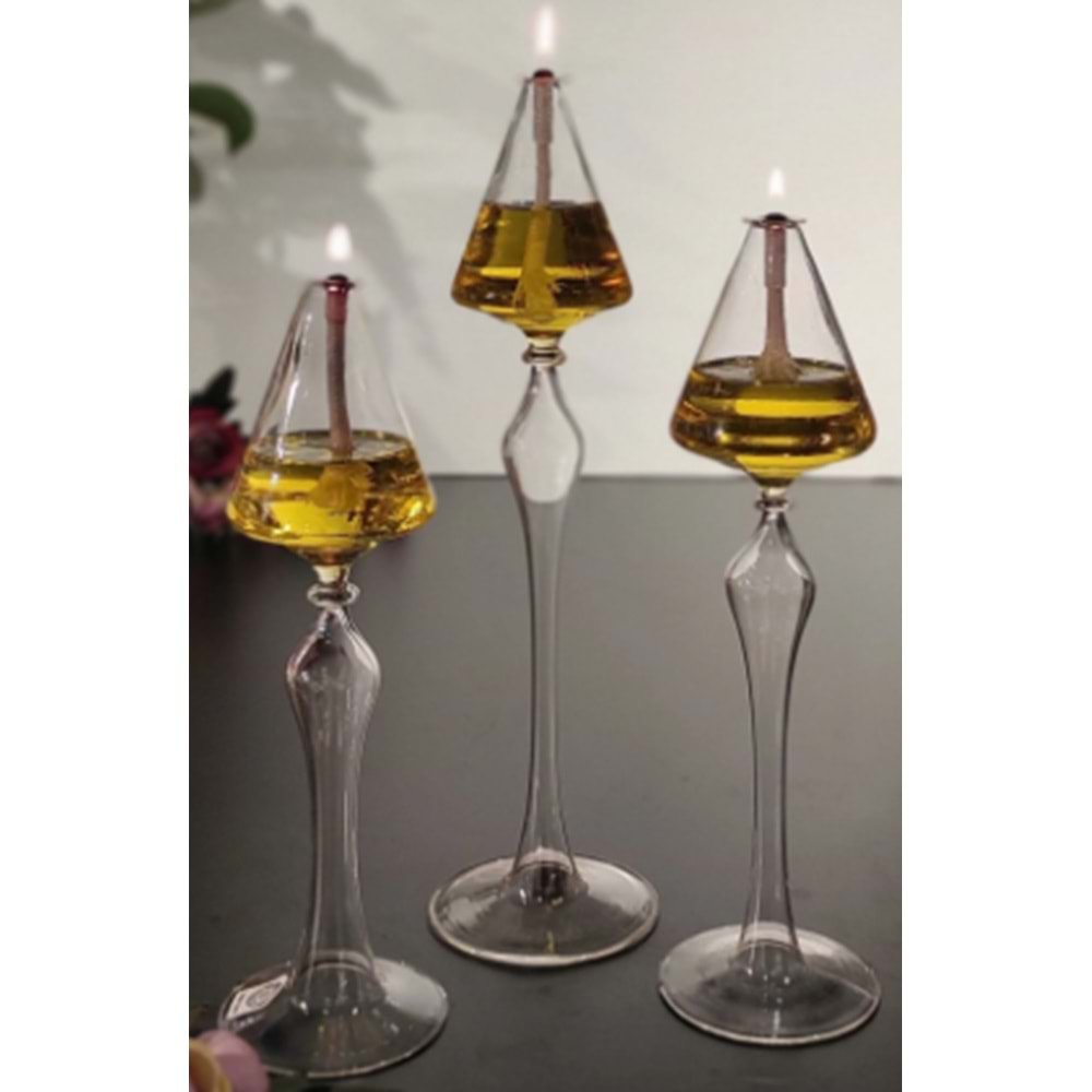 MANOR HOME MNR-KNDL02 3 LÜ AYAKLI CAM KANDİL KONİK