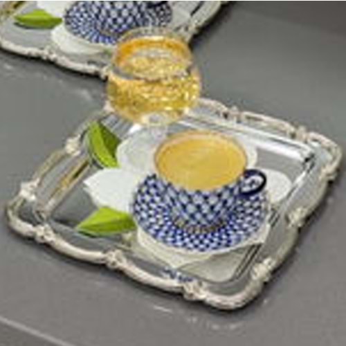 MANOR HOME MNR-TE014 KARE GÜLHANE GÜMÜŞ SUNUM TEPSİSİ