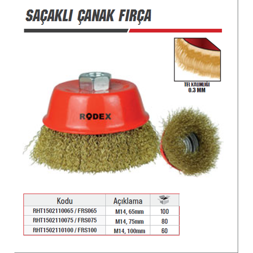 FRS065 RODEX SAÇAKLI ÇANAK FIRÇA 65MM 125G*100