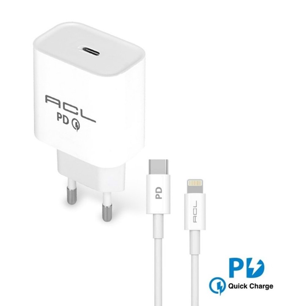 AC1 L3 ACL ŞARJ BAŞLIK+KABLO İPHONE PD 25 W*10