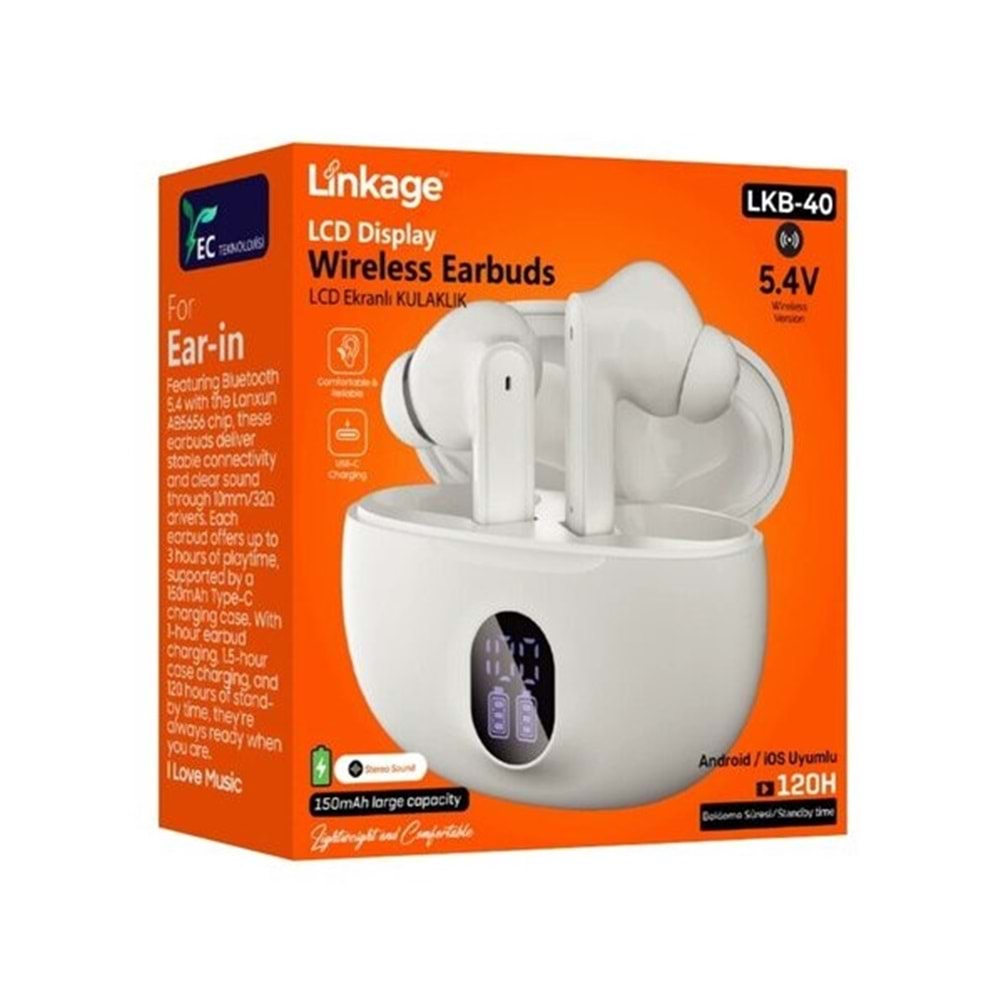 LKB40 LİNKAGE KABLOSUZ KULAKLIK LCD EKRANLI*200