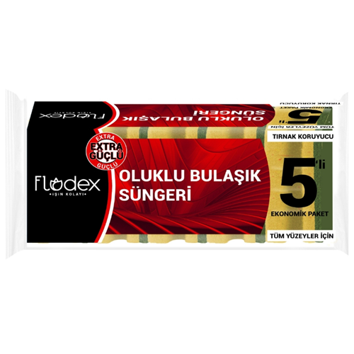 FLODEX OLUKLU BULAŞIK SÜNGERİ 5Lİ*24